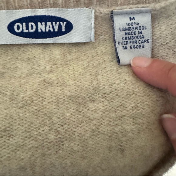 Old Navy Lambswool Fair Isle Sweater Size M Y2K V-Neck - Picture 5 of 6
